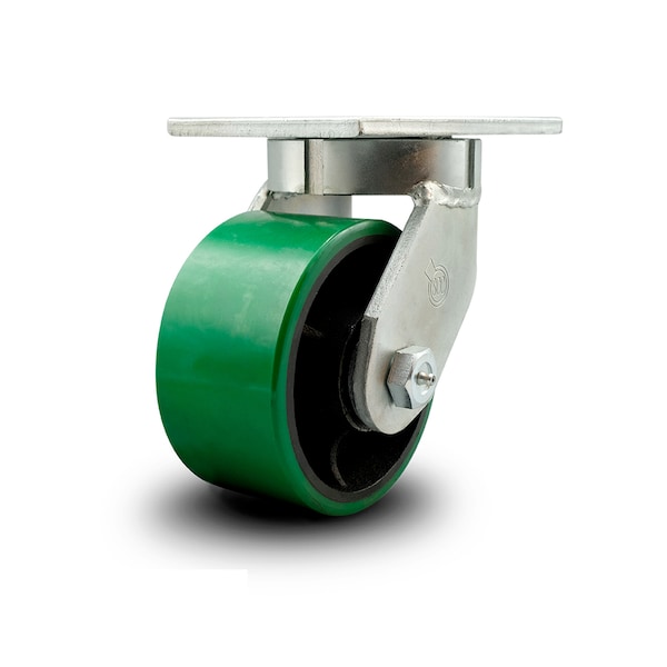 6 Inch Extra Heavy Duty Green Poly on Cast Iron Wheel Swivel Top Plate Caster